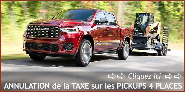 Annulation de la taxe sur les pickup 4 places